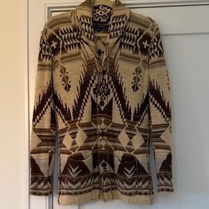 Ralph Lauren Beige and Brown Patterned Cardigan